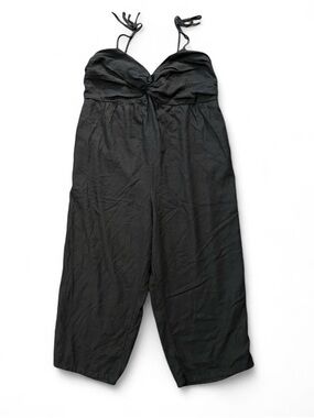 Old Navy Black Tie-Shoulder Wide-Leg Romper Jumpsuit